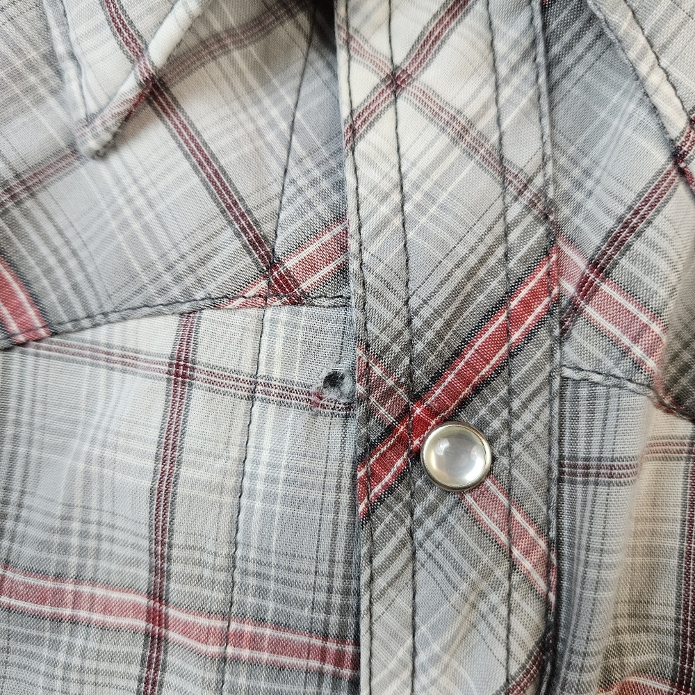 Vintage Wrangler Rancher Plaid Western Pearl Snap Short Sleeve Shirt - Picture 8 of 8